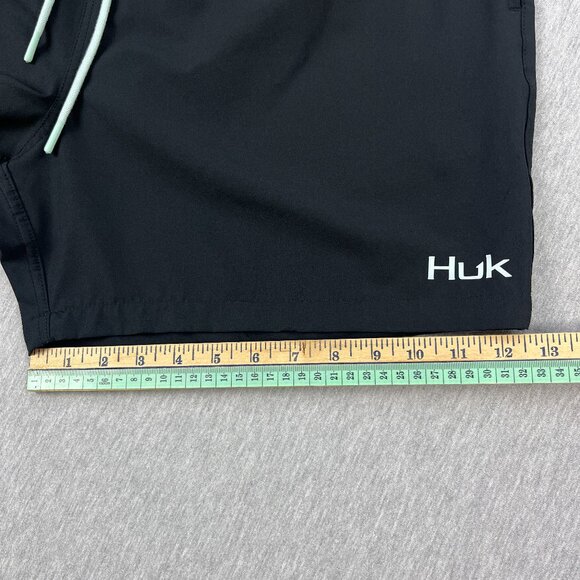 Huk Capers Swim Trunks Mens XL Black Mesh Lined Pockets Drawstring Fishing - Picture 13 of 13